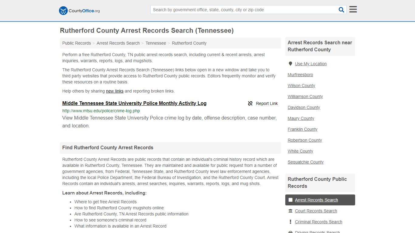 Arrest Records Search - Rutherford County, TN (Arrests ...